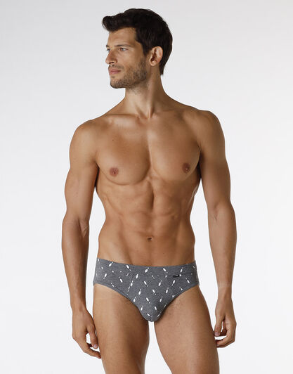 Slip Printed Stretch Cotton in cotone elasticizzato, grigio melange stampato, , LOVABLE