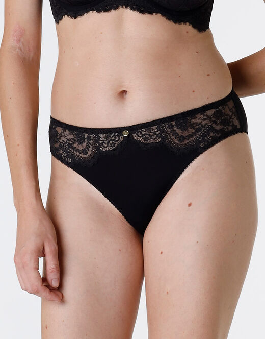 Slip Beauty Lace in pizzo e microfibra nero