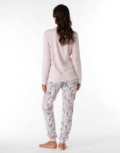 Pigiama Lungo serafino in Jersey, rosa, , LOVABLE
