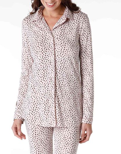 Pigiama lungo donna in cotone modal, stampa animalier, , LOVABLE