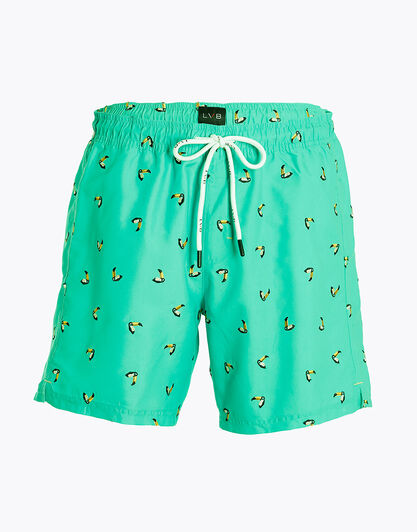 Costume boxer Manopesca, verde acqua tucani, , LOVABLE