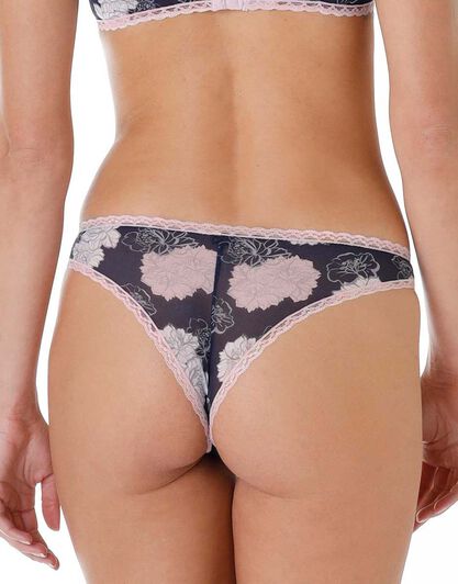 Brasiliano Lovely Tulle in tulle e pizzo, blu con stampa, , LOVABLE