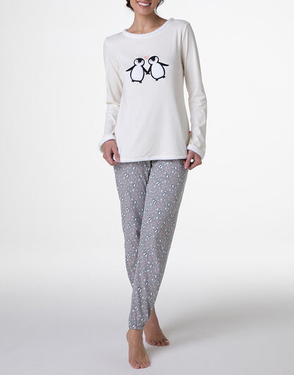 Pigiama Lungo in Interlock, avorio perlato, , LOVABLE