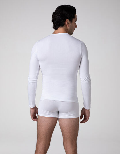 Maglia girocollo manica lunga Warm Sensation in Stretch Cotton, bianco, , LOVABLE
