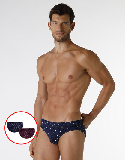Bipack Slip Classic Cotton Modal, blu navy e bordeaux, , LOVABLE