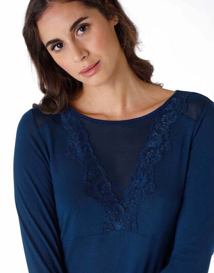 Pigiama lungo donna in modal, blu, , LOVABLE