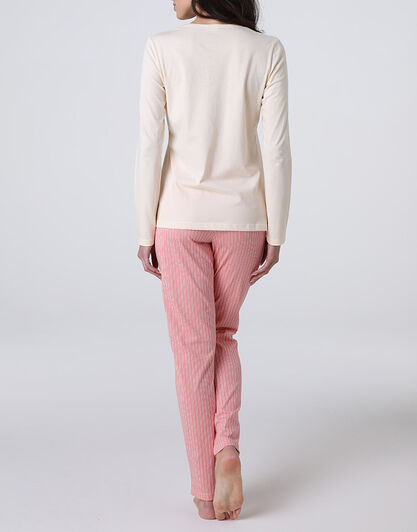 Pigiama Lungo in Jersey, avorio stampato, , LOVABLE