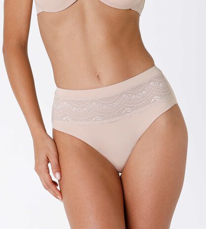 Maxi slip Celebrity Minimizer in pizzo e microfibra, skin, , LOVABLE