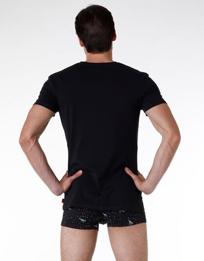 T-shirt uomo in cotone elasticizzato, nera, , LOVABLE