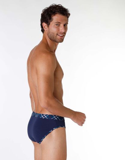 Slip uomo in cotone elasticizzato, blu con stampa gufetto , , LOVABLE