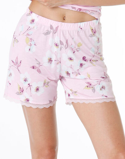 Pantalone corto del pigiama donna in 100% cotone modal, rosa con stampa floreale, , LOVABLE