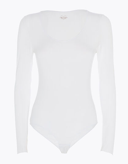 Body a manica lunga con scollo rotondo in modal, bianco, , LOVABLE