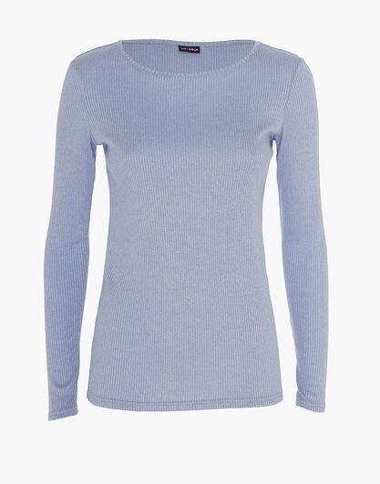 Maglia donna a maniche lunghe e scollo barchetta Basic Warm, blu polvere, , LOVABLE