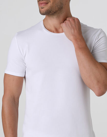 T-shirt girocollo Supima Premium Cotton in cotone elasticizzato, bianca, , LOVABLE