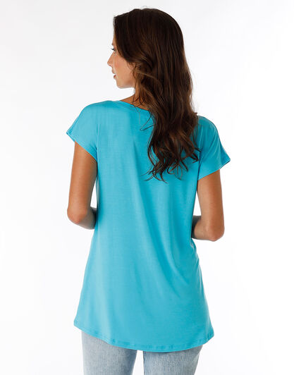 Maglia manica corta Basic Soul in modal, turchese, , LOVABLE