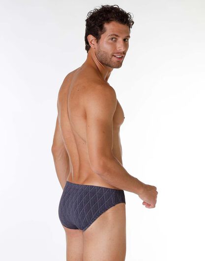 Slip uomo in micromodal, blu nvy con effetto rombi, , LOVABLE
