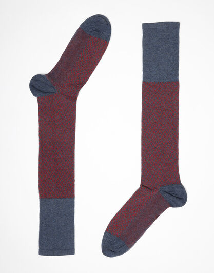 Calze lunghe da uomo, blu denim e rosso, , LOVABLE
