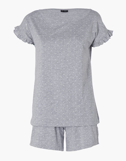 Pigiama Corto in Jersey, grigio melange a pois, , LOVABLE