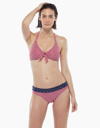 Slip vita alta risvoltabile, in microfibra, righe rosse, , LOVABLE
