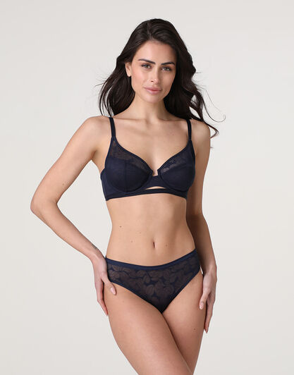 Slip Bloom Lace in pizzo, blu notte, , LOVABLE