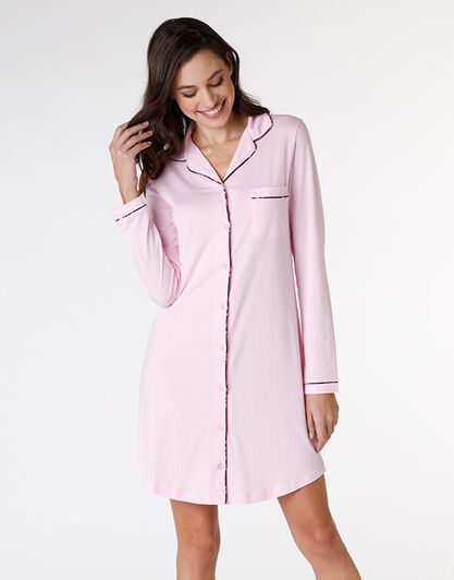 Camicia da notte in jersey di cotone modal, rosa, , LOVABLE