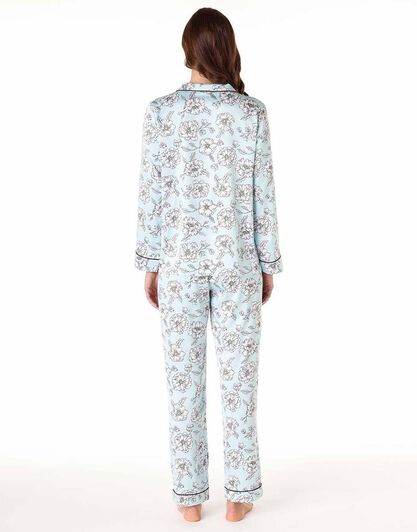 Pigiama donna lungo in satin, azzurro acqua, , LOVABLE