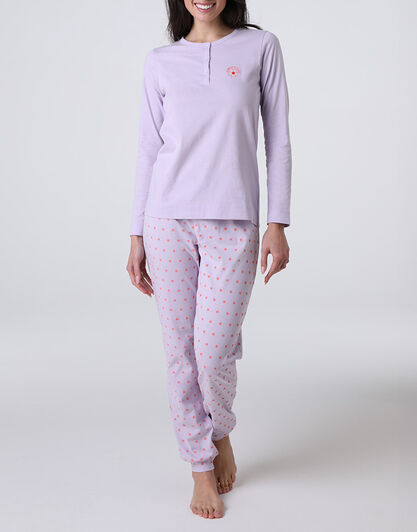 Pigiama Lungo serafino in Jersey, lilla, , LOVABLE