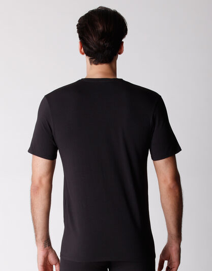 T-shirt scollo a V uomo in cotone biologico, confezione x2 nero, , LOVABLE