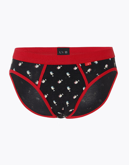 Slip uomo in cotone elasticizzato, rosso e nero con stampa, , LOVABLE