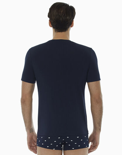 T-shirt scollo a V blu notte in cotone modal , , LOVABLE