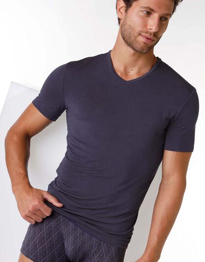 T-shirt uomo in micromodal, blu navy, , LOVABLE