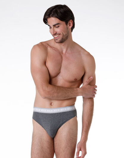 Slip bipack uomo in cotone biologico, grigio melange, , LOVABLE