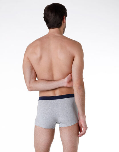 Boxer uomo in cotone elasticizzato, grigio mélange con righe laterali, , LOVABLE