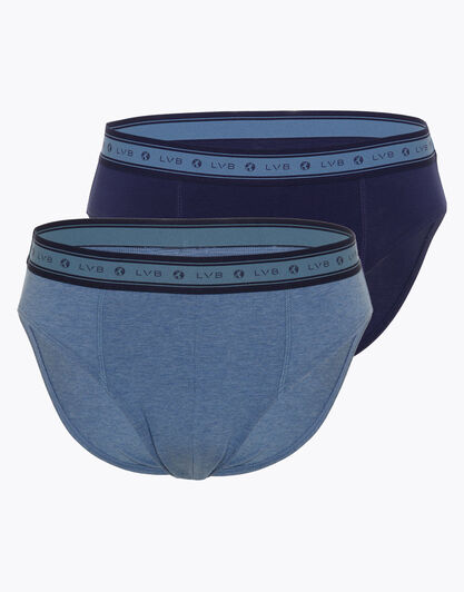Slip bipack uomo in cotone biologico, blu melange, , LOVABLE