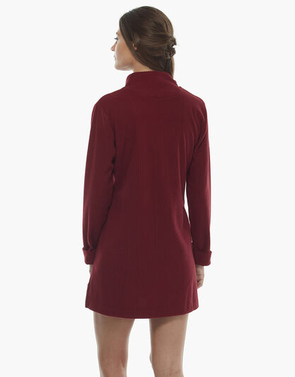 Vestaglia bordeaux in pile costina  , , LOVABLE