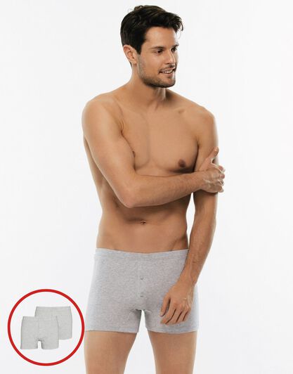 Boxer parigamba Bipack in 100% cotone Pure Cotton, grigio melange, , LOVABLE