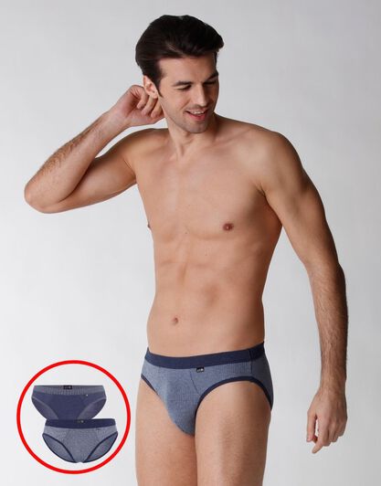Bipack slip in  cotone modal intrecciato, azzurro e blu, , LOVABLE