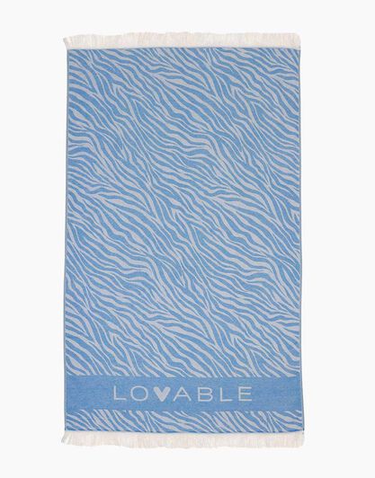 Telo mare in cotone, azzurro animalier, , LOVABLE