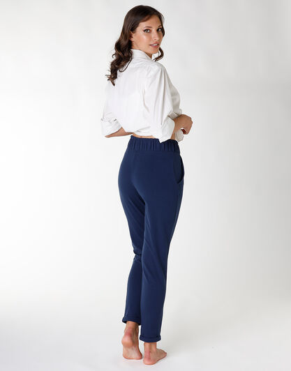Pantalone lungo donna in cotone Sweat Pants, blu scuro, , LOVABLE