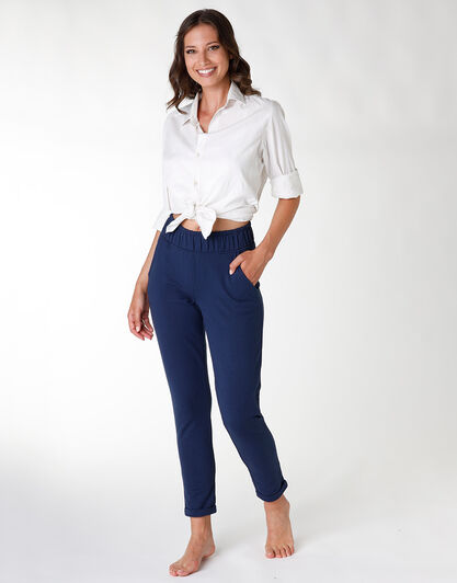 Pantalone lungo donna in cotone Sweat Pants, blu scuro, , LOVABLE