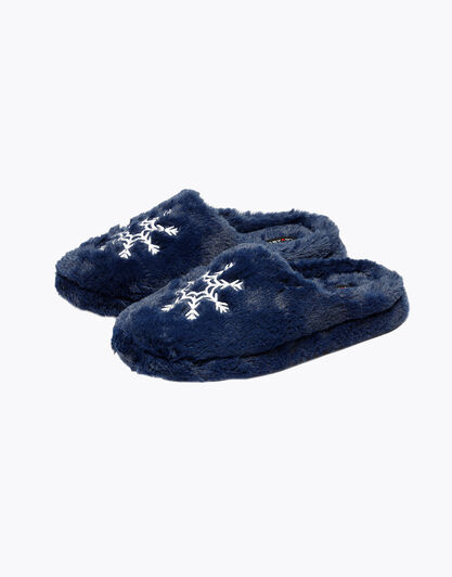 Ciabatte pantofole con fiocco di neve, blu, , LOVABLE