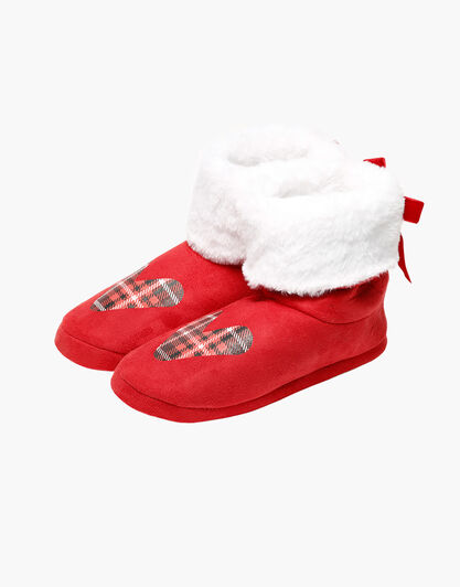 Stivaletto da casa con cuore applicato, rosso, , LOVABLE