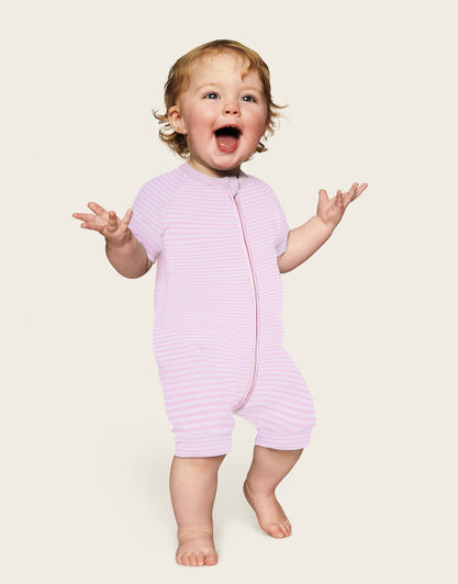Pagliaccetto in cotone elasticizzato, tinto in filo rosa e bianco, , LOVABLE
