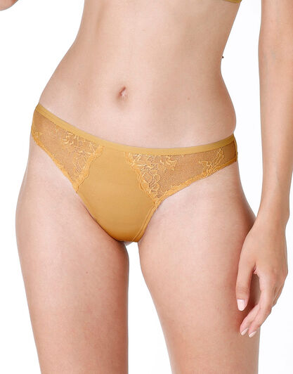 La senza – Perizoma in pizzo e microfibra, oro, , LOVABLE