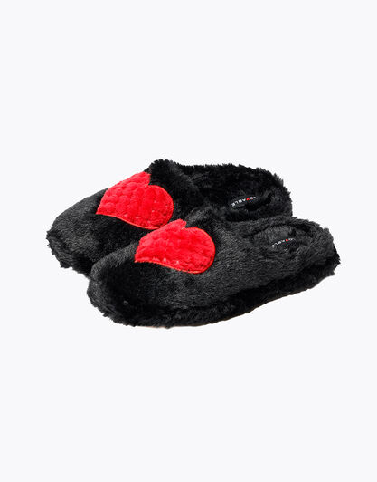 Ciabatte pantofole con cuore, nero, , LOVABLE