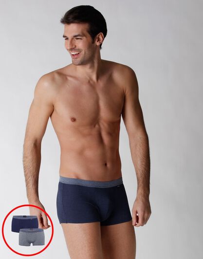 Bipack boxer uomo in cotone modal intrecciato, blu polvere e azzurro, , LOVABLE