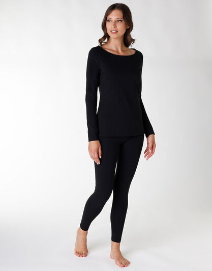 Nur Die – Maglia con scollo a barchetta in cotone Relax&Go, nera, , LOVABLE