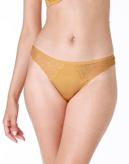 La senza – Brasiliano in pizzo e microfibra, oro, , LOVABLE