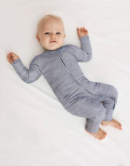 Tutina in cotone elasticizzato, tinto in filo grigio e bianco, , LOVABLE