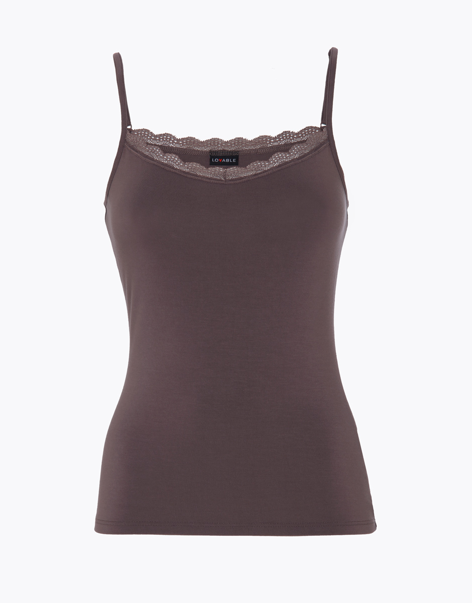 Lovable Damen Basic Soul Top in Viscosa Con Scollo in Pizzo Lovable Damen Basic Soul Top in Viscosa Con Scollo in Pizzo